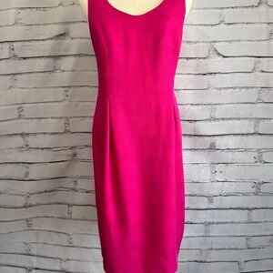 Vintage Virgo II Fuchsia Sheath Dress Mad Men Style Barbiecore Cocktail Size 10